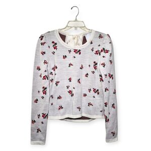 NAYA REA Backless Wool Blend Floral Top With Ribbon Tie UK 14/ US XL